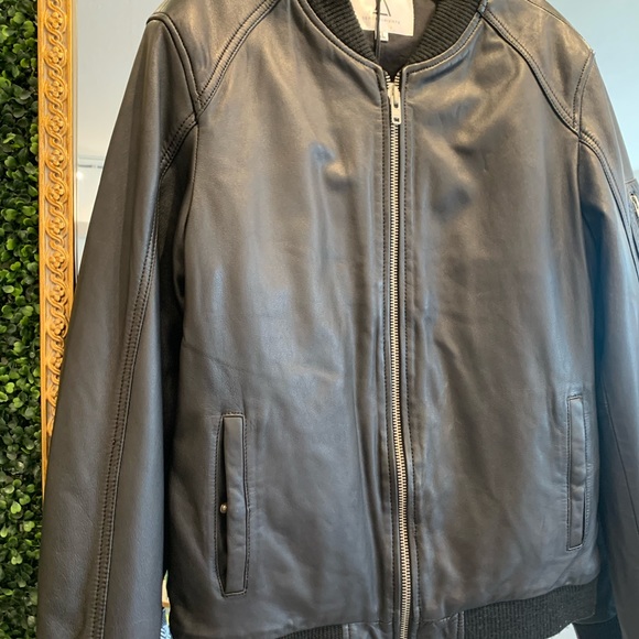 Made in France Serge Pariente Black Leather Flight Varsity Bomber Moto Jacket - Picture 3 of 9